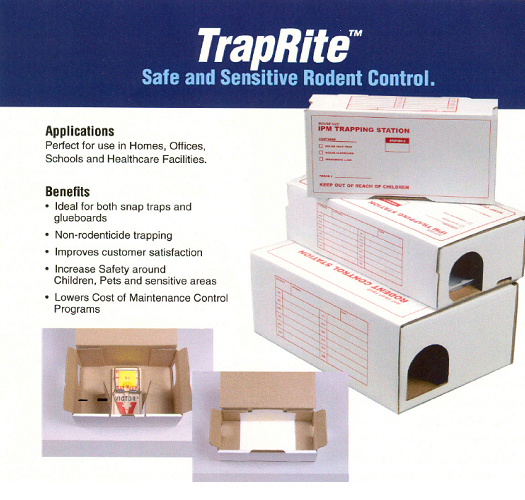 36 MOUSE GLUEBOARDS PACKED INSIDE A FREE TRAPRITE MOUSE STATION 